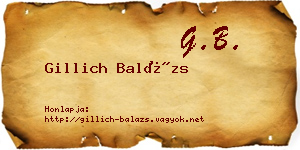 Gillich Balázs névjegykártya